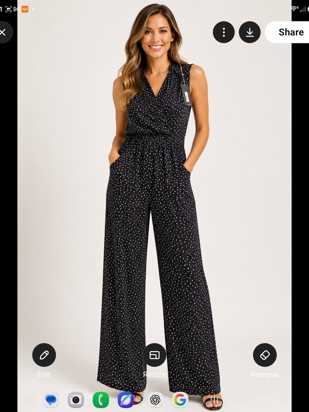 Sleeveless Black Polka Dot Wide-Leg Jumpsuit